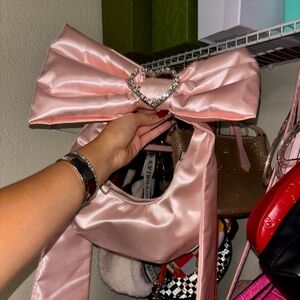 Dolls Kill Pink Satin Bow Purse